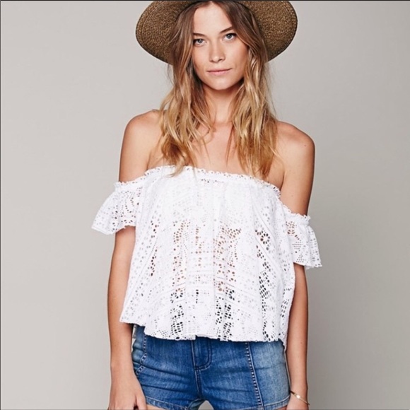 Free People Tops - Free people off the shoulder laser cut top